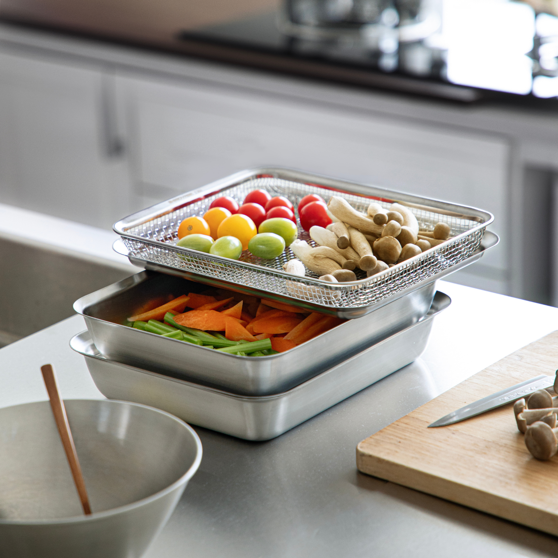 SHIMOYAMA Nesting Stainless Steel 3pc Tray Set