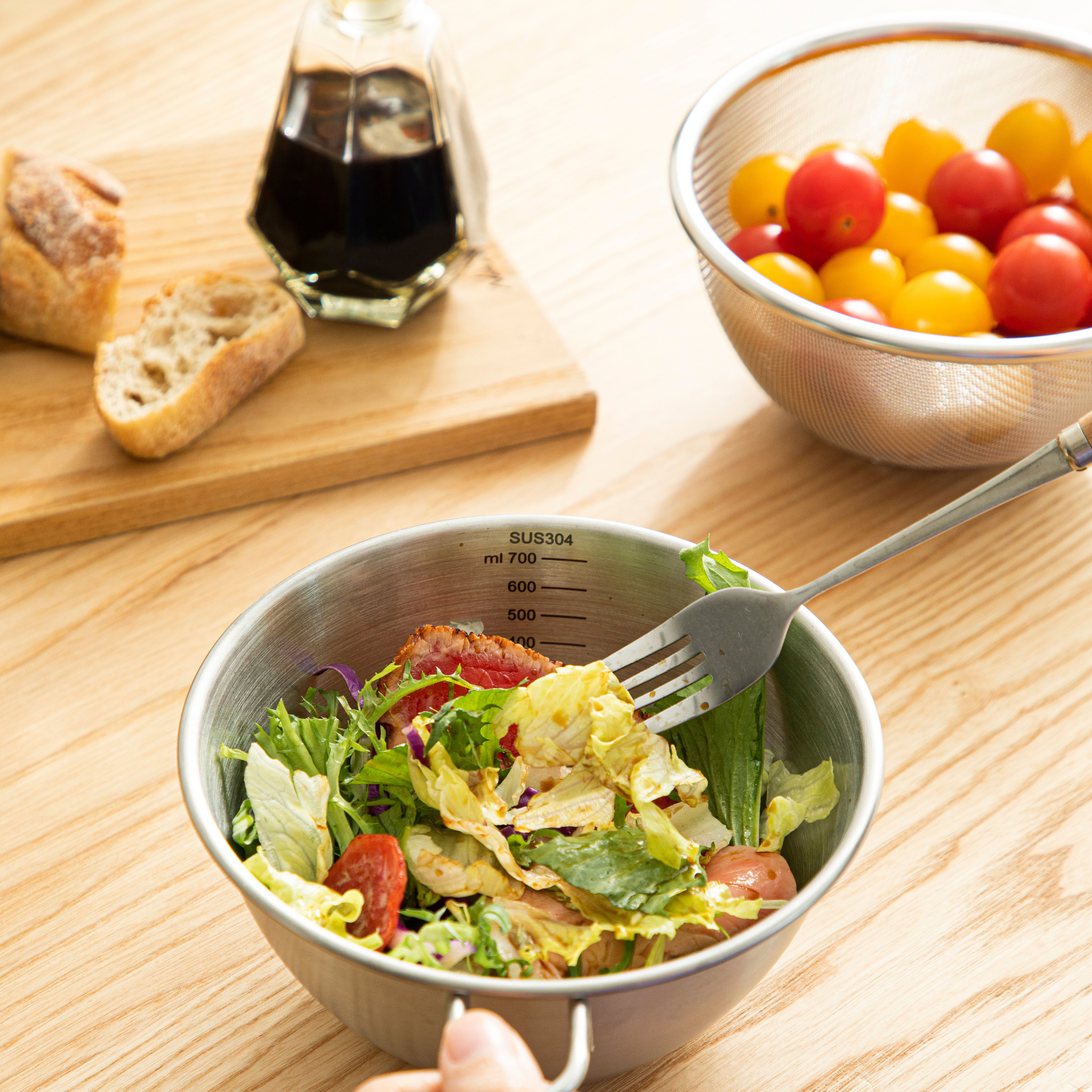 SHIMOYAMA Mixing bowl with handle + Nesting Mesh Sieve - 2pc Set