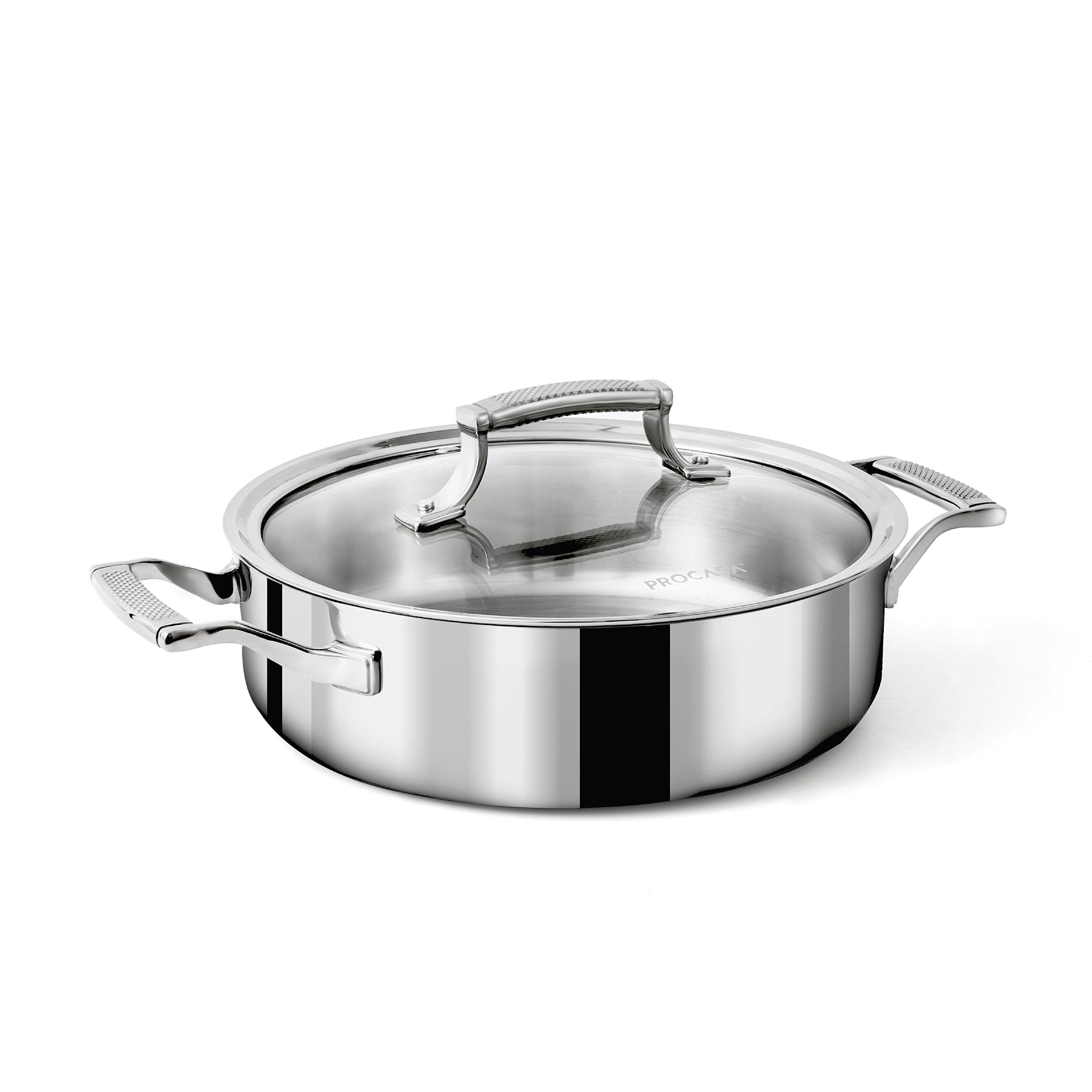 PROCASA Tri-Ply Stainless Steel 3-quart Sauté Pan with Glass lid