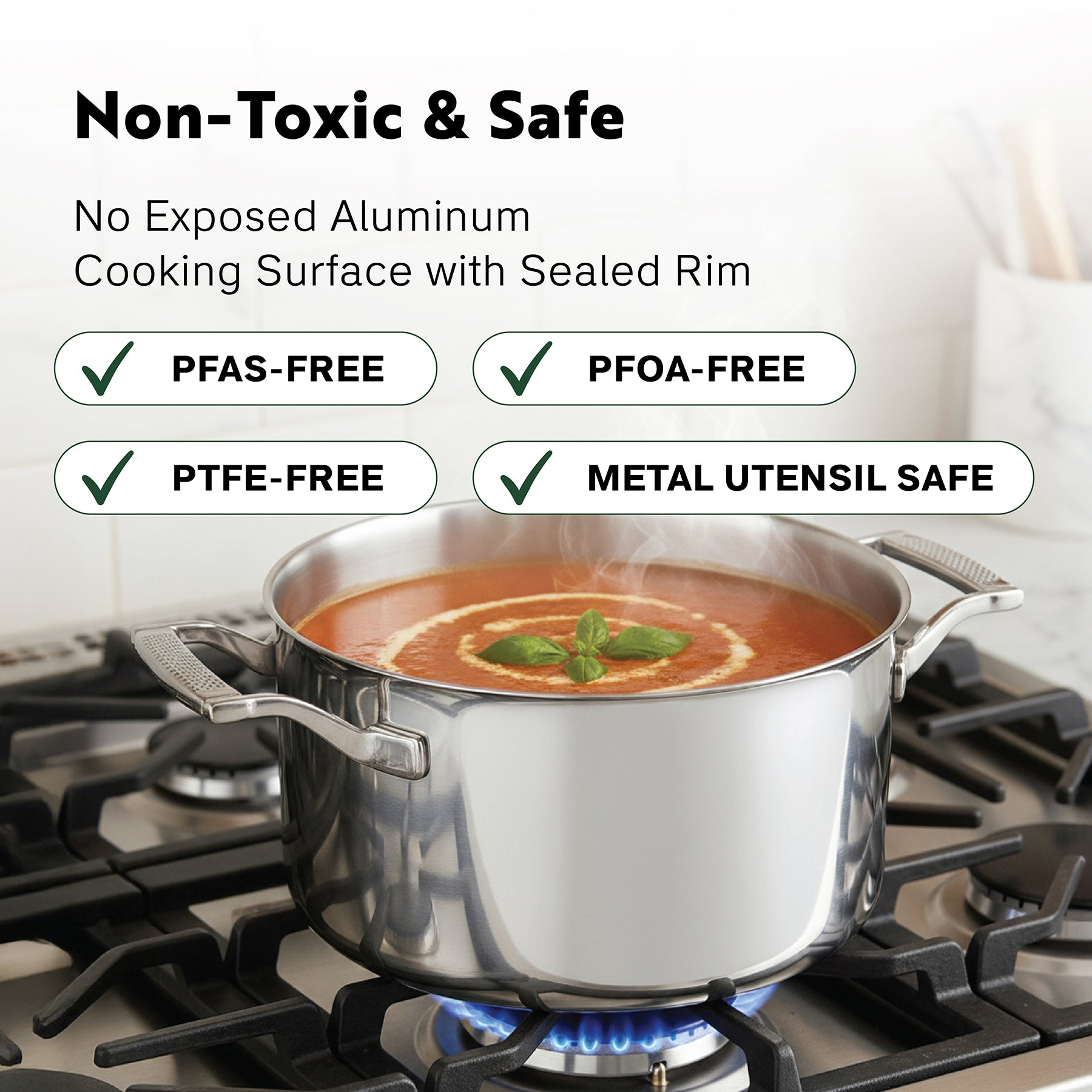 PROCASA Tri-Ply Stainless Steel 4-quart Casserole with Glass lid