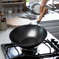 SHIMOYAMA Imported Japanese Nitrided Carbon Steel Wok 30cm