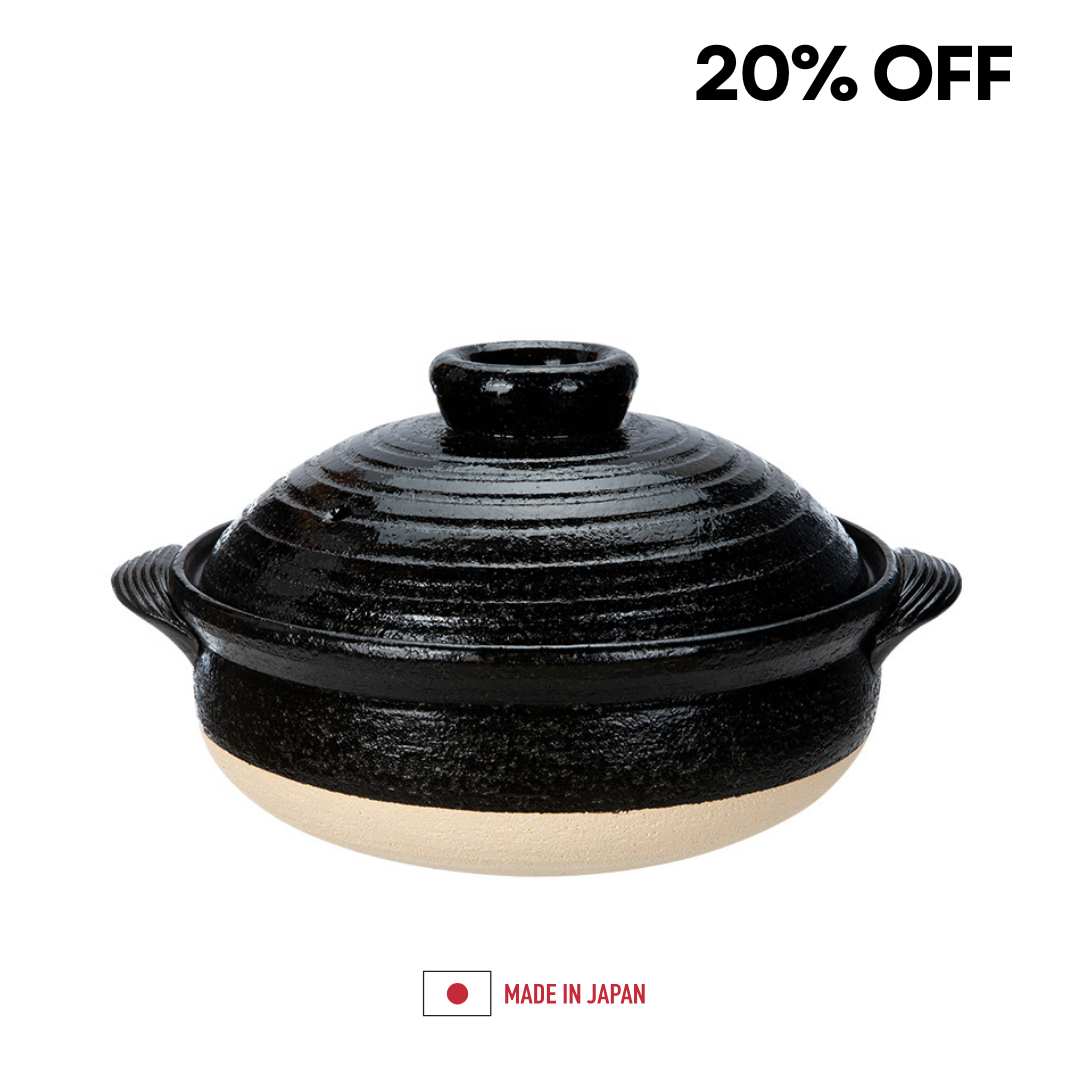 (MADE IN JAPAN) SHIMOYAMA Vanguard Bankoyaki Burnt Clay Pot Black