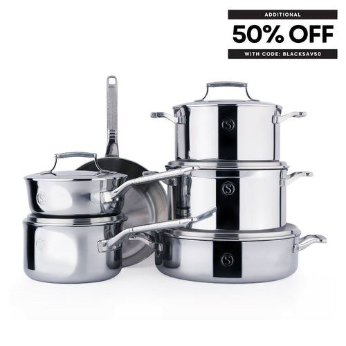 11 Piece - Saveur Selects Voyage Series Tri-ply  Cookware Set