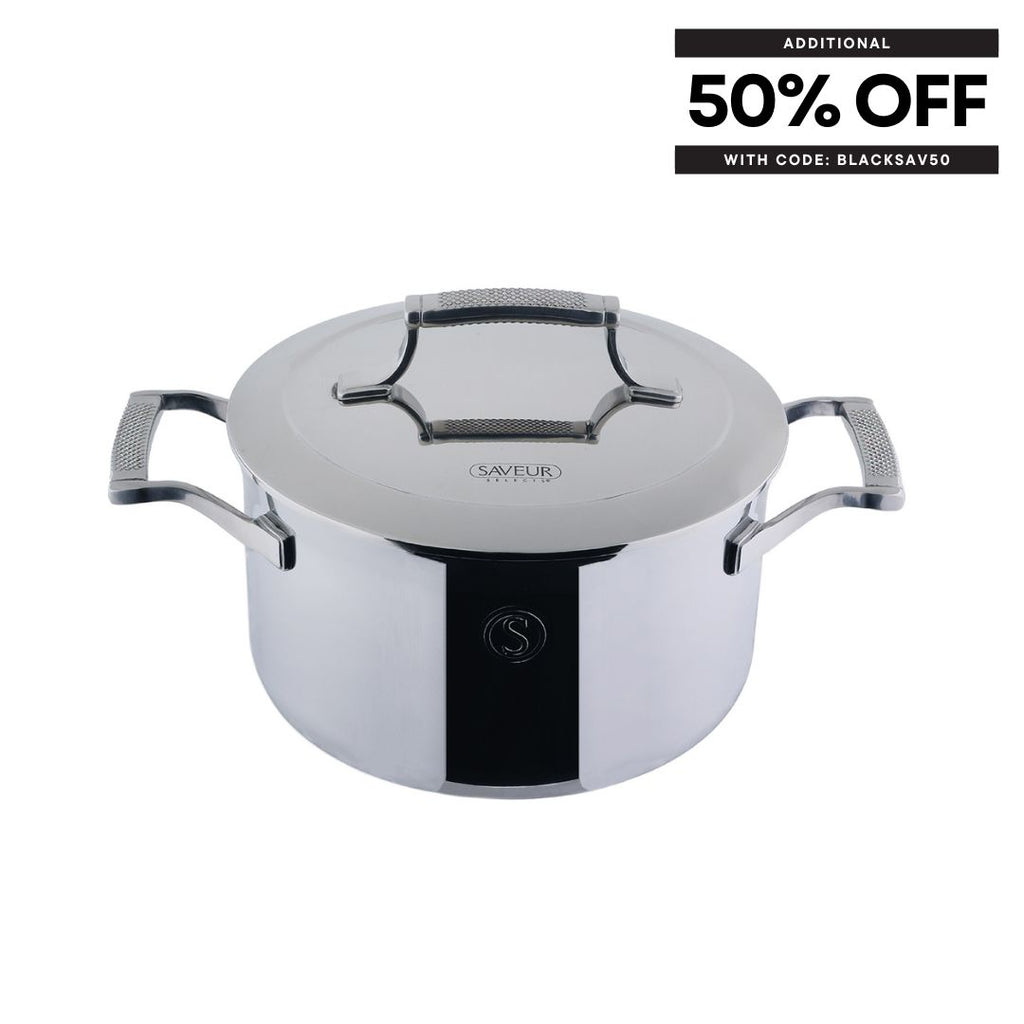 Saveur Selects Voyage Series Tri-ply Casserole Pot with Double walled Insulating Lid - 22cm