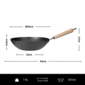 SHIMOYAMA Imported Japanese Nitrided Carbon Steel Wok 30cm