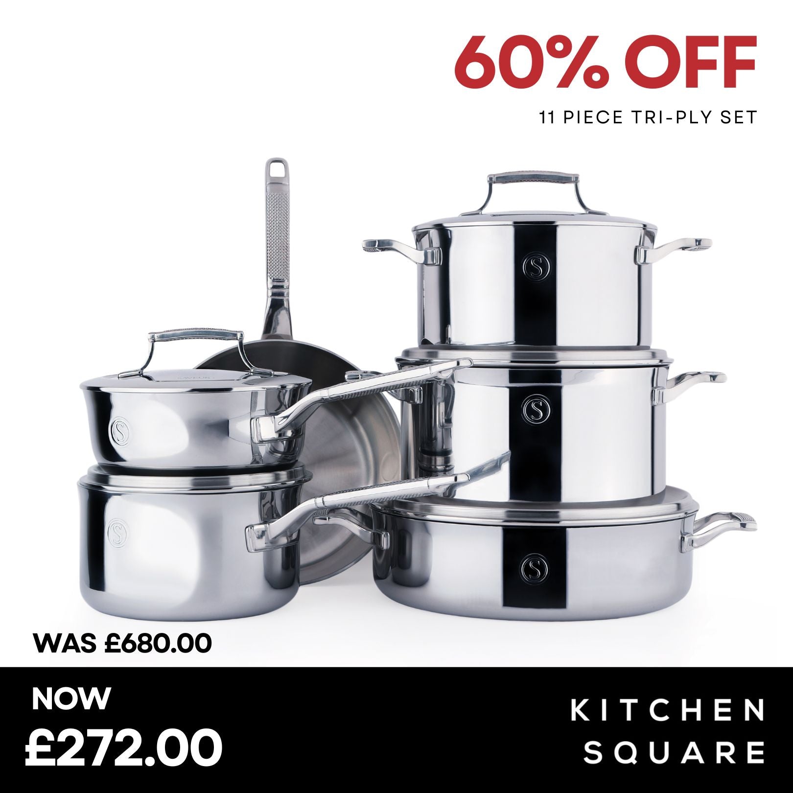 11 Piece - Saveur Selects Voyage Series Tri-ply  Cookware Set