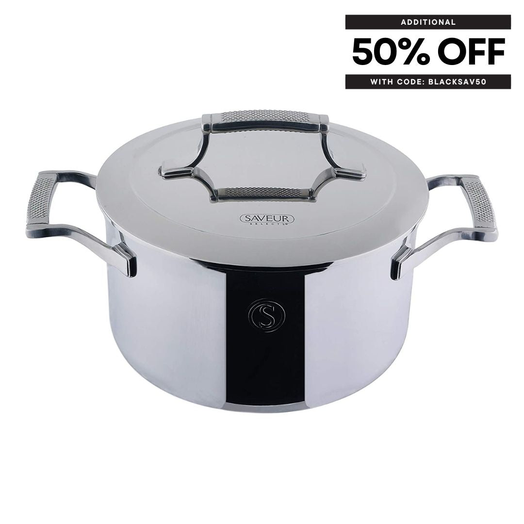 Saveur Selects Voyage Series Tri-ply 5.6L Stockpot with Double walled Insulating Lid - 25cm