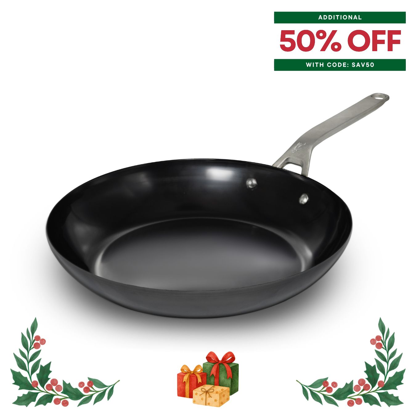 Saveur Selects NITRI-BLACK™ Carbon Steel Frying Pan - 30cm / 12" - Voyage Series