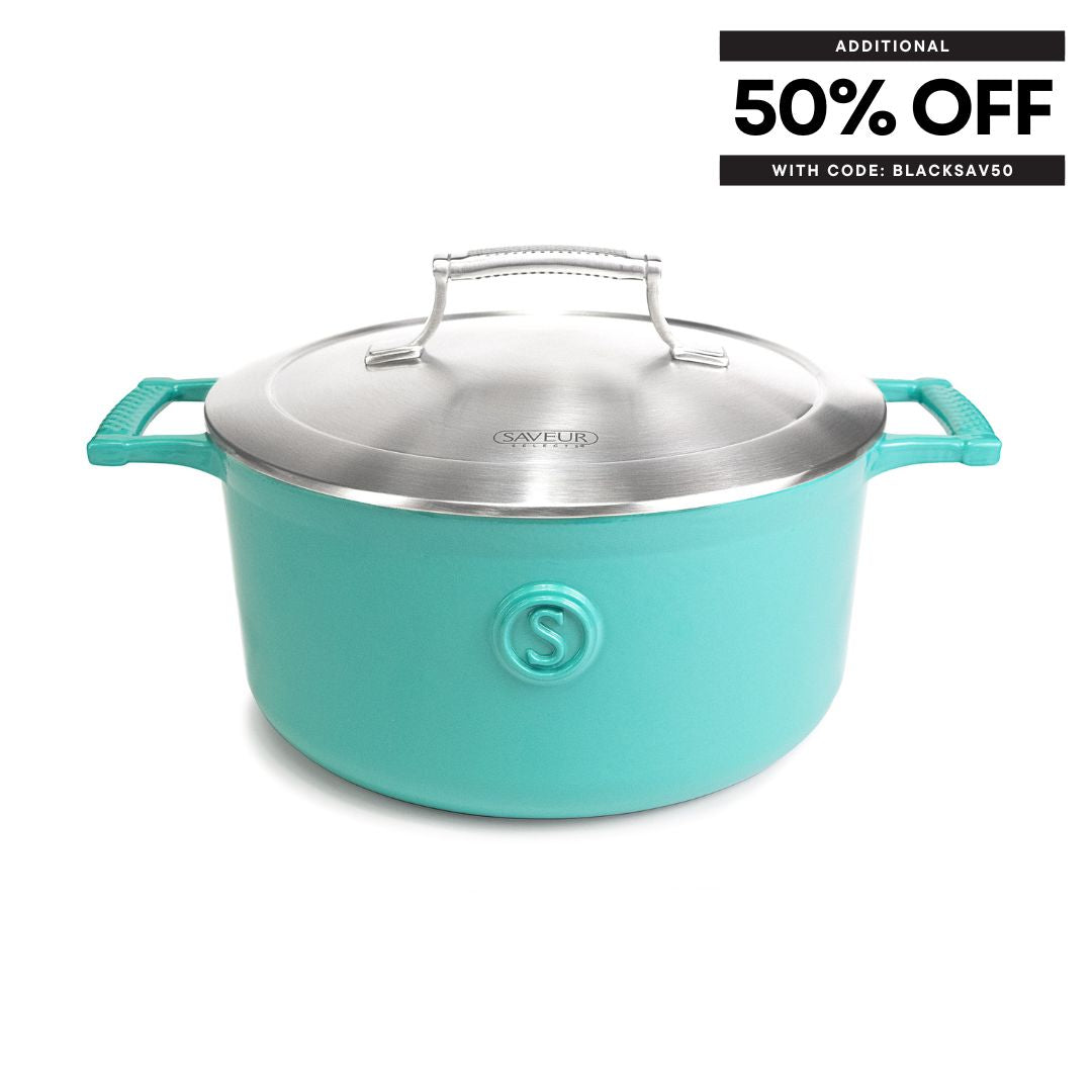 Saveur Selects Voyage Series Enamelled Cast Iron Casserole with Double Walled Insulating Lid - 25cm
