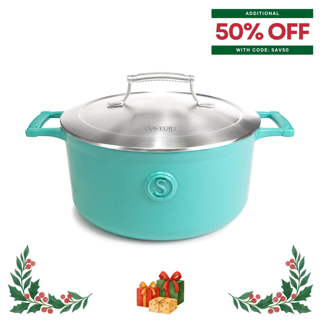 Saveur Selects Voyage Series Enamelled Cast Iron Casserole with Double Walled Insulating Lid - 25cm