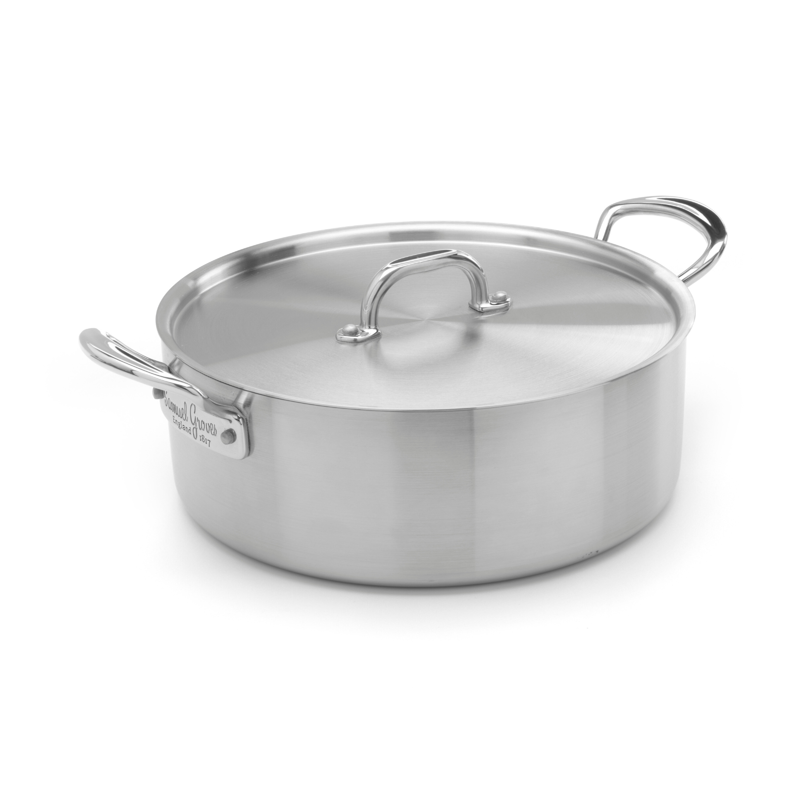 Samuel Groves Classic Stainless Steel Triply Sauté pan with Side Handles & Lid - 26cm