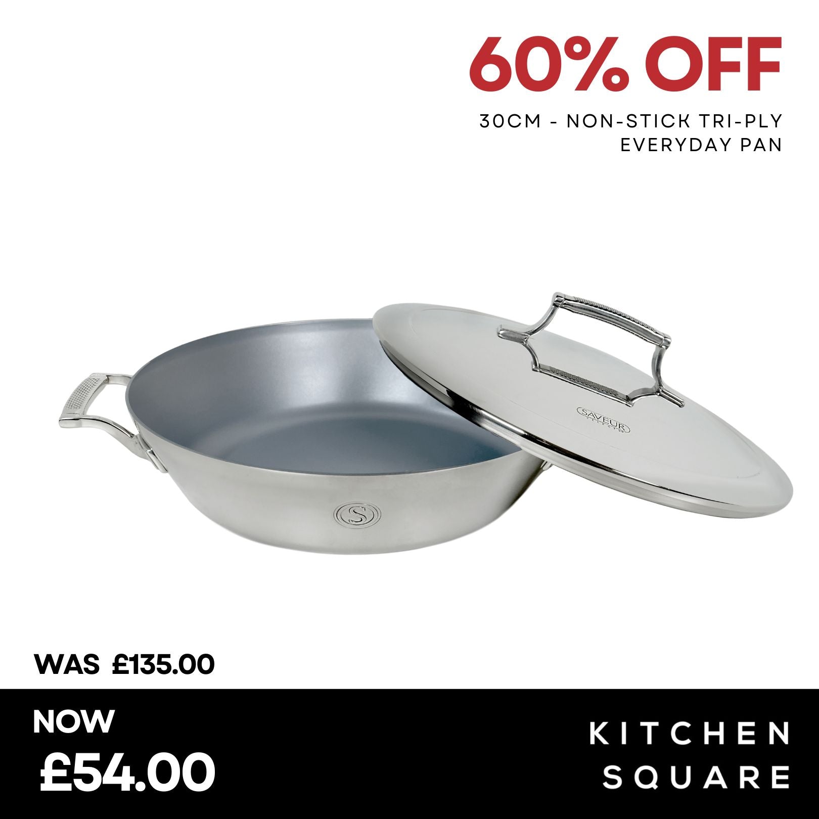 Saveur Selects Voyage Series Tri-ply Non-stick Everyday pan with Lid - 30cm