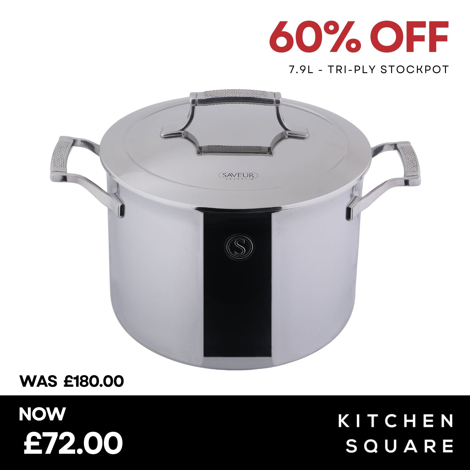 Saveur Selects Voyage Series Tri-ply 7.5L Stockpot with Double walled Insulating Lid - 25cm