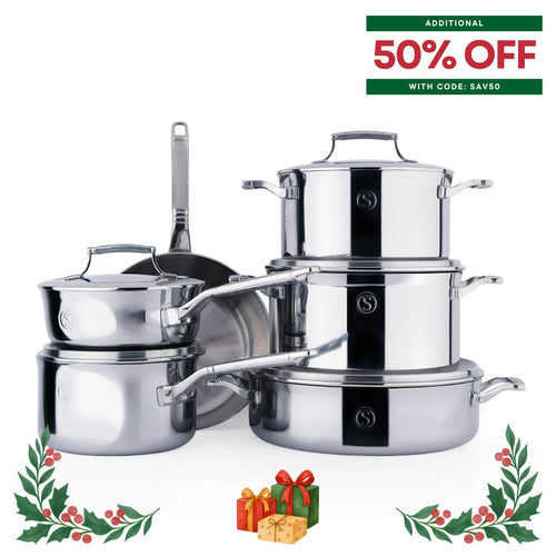 11 Piece - Saveur Selects Voyage Series Tri-ply  Cookware Set