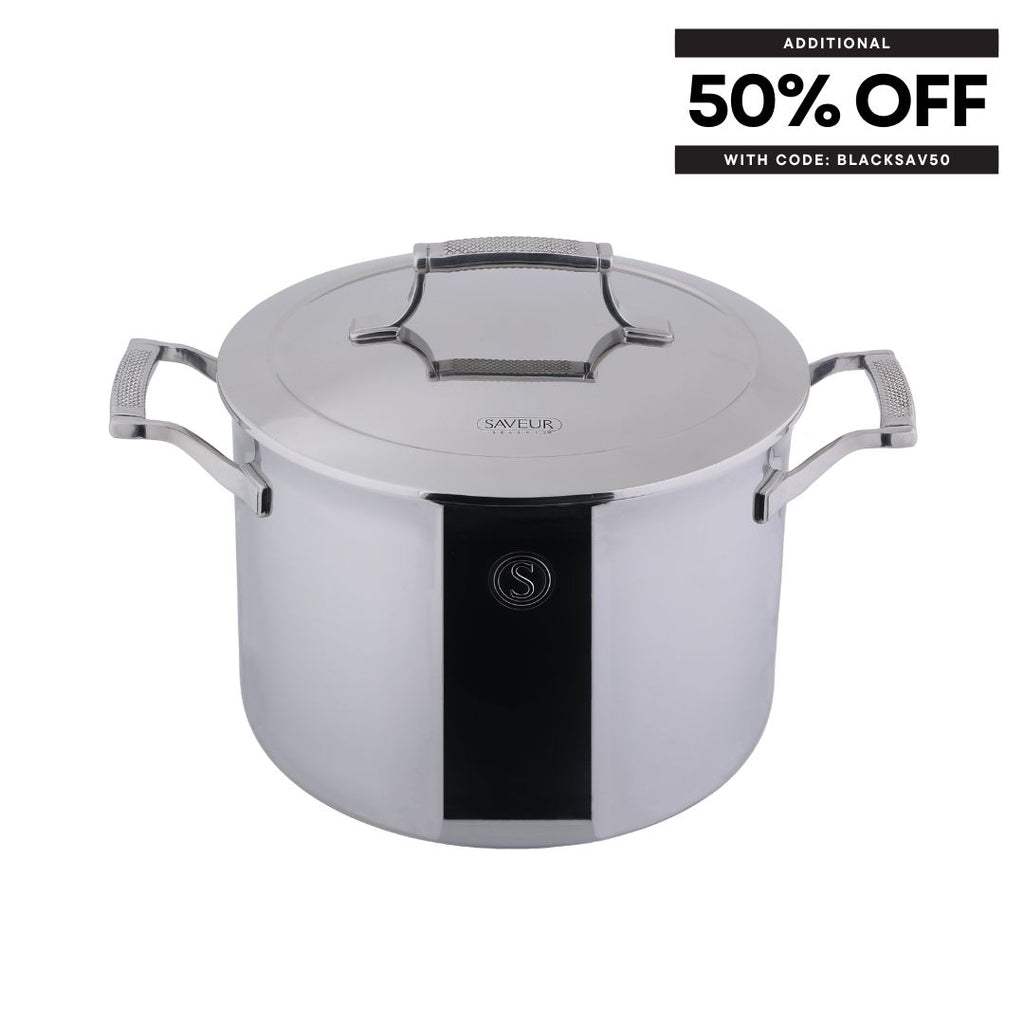 Saveur Selects Voyage Series Tri-ply 7.5L Stockpot with Double walled Insulating Lid - 25cm