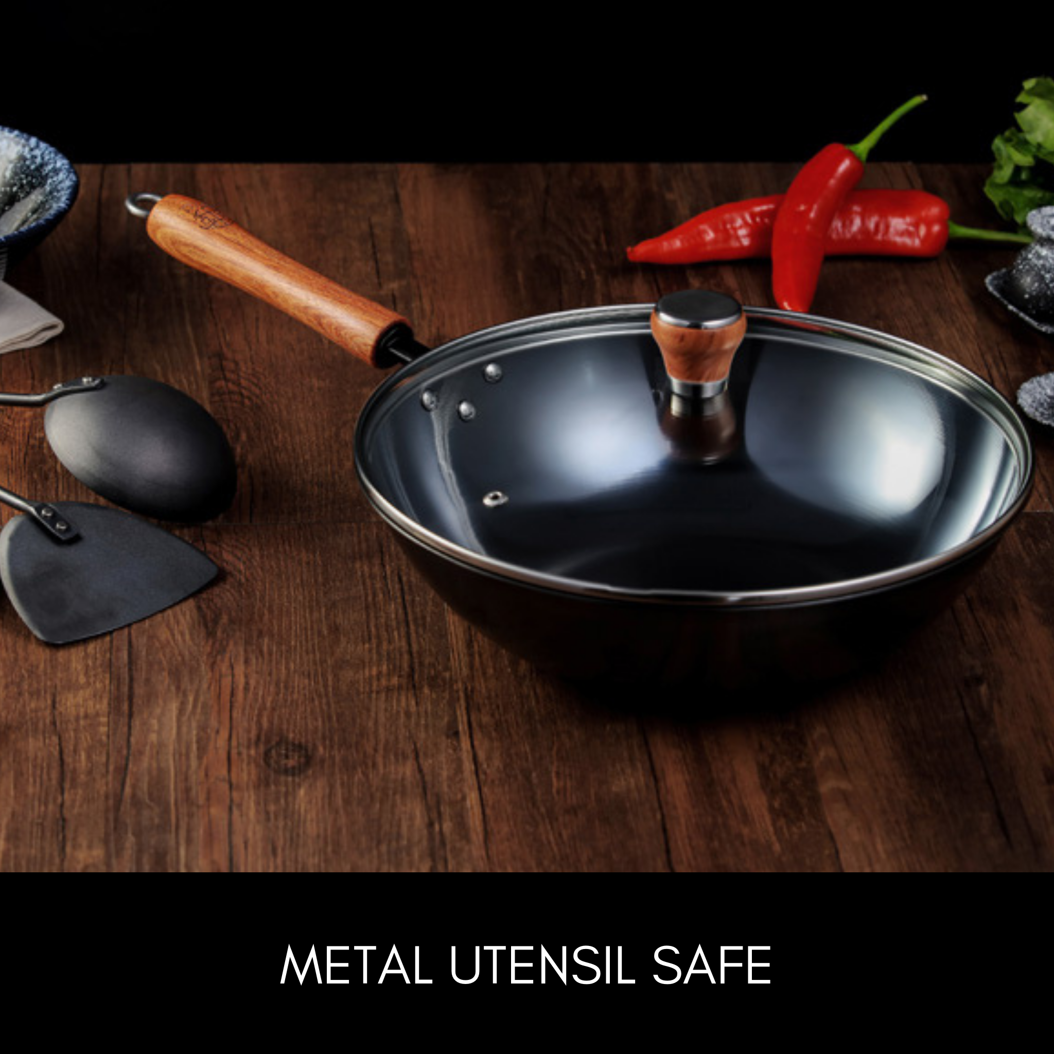 Minotedo NITRI-BLACK™ Carbon Steel WOKs - 30cm