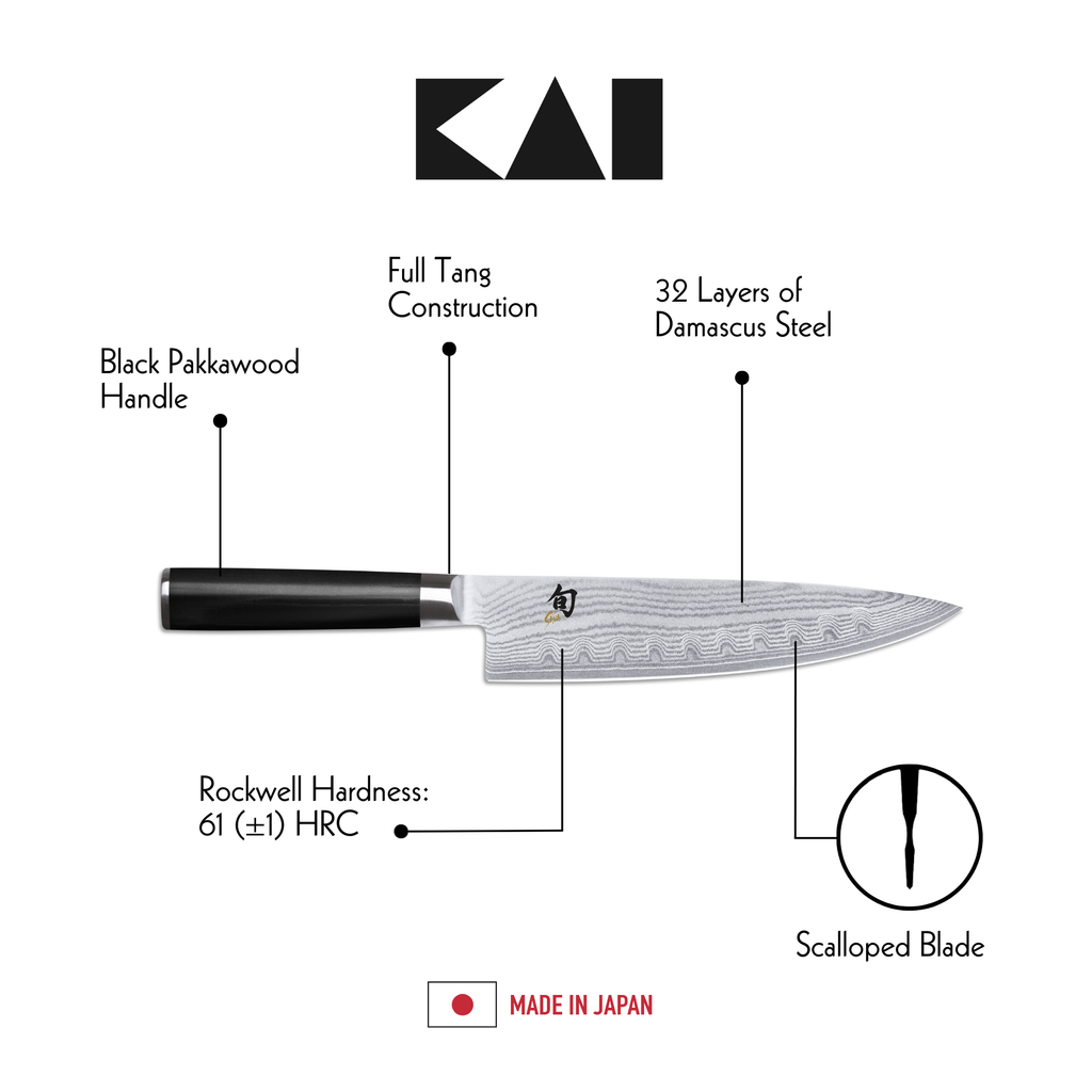 SHUN Scalloped Chef's Knife 8" (20.0cm) - Black