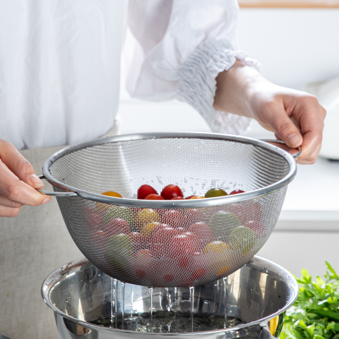 SHIMOYAMA 304 Stainless Steel Dual Handle Mesh Colander