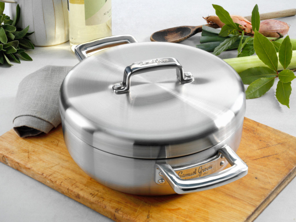 Samuel Groves Urban Series 30cm Stainless Steel Triply Chefs Pan with Domed Lid