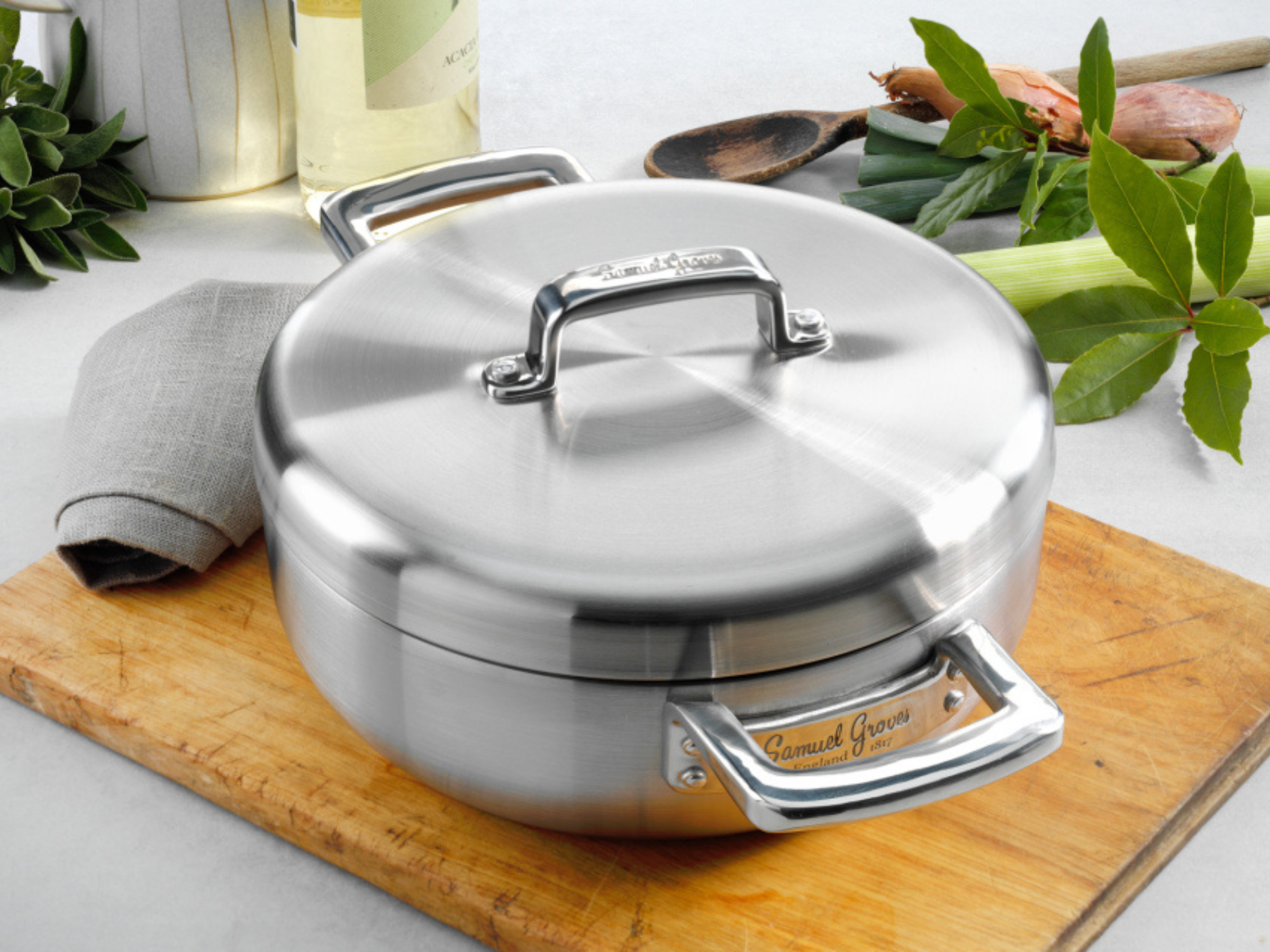 Samuel Groves Urban Series 30cm Stainless Steel Triply Chefs Pan with Domed Lid