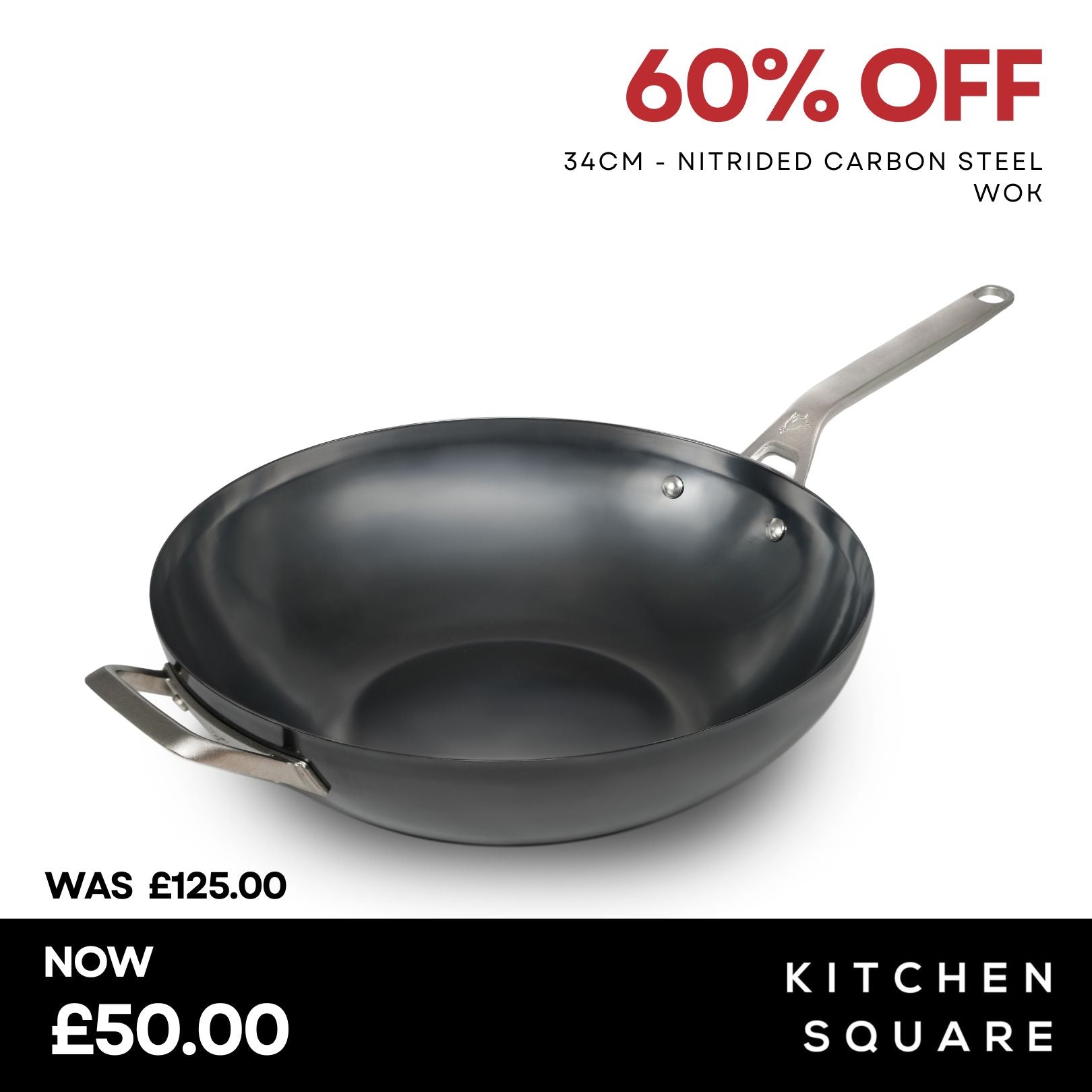 Saveur Selects NITRI-BLACK™ Carbon Steel Dual Handle WOK - 35cm / 14" - Voyage Series