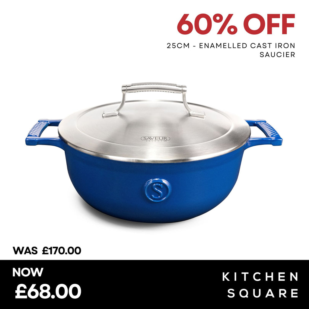 Saveur Selects Voyage Series Enamelled Cast Iron Saucier with Double Walled Insulating Lid - 25cm