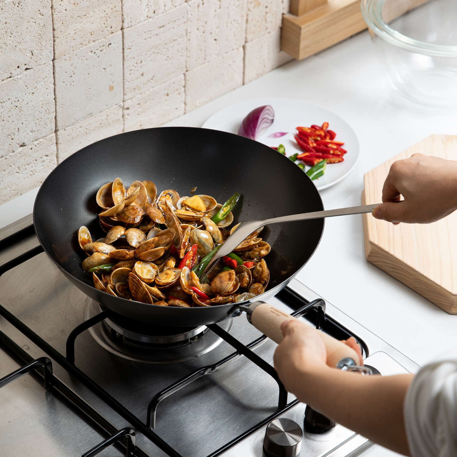 Shimoyama Japanese Nitrided Carbon Steel Wok