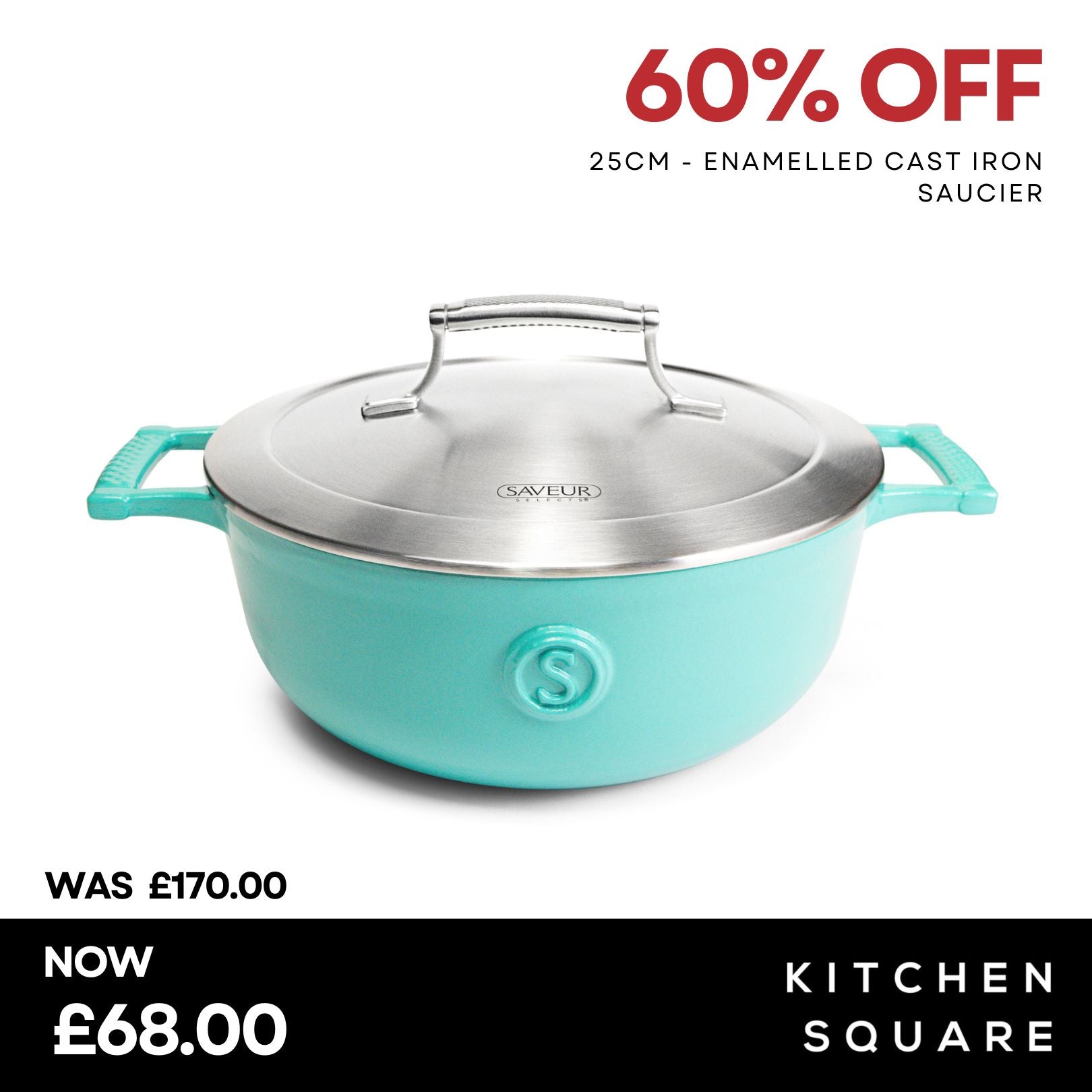 Saveur Selects Voyage Series Enamelled Cast Iron Saucier with Double Walled Insulating Lid - 25cm