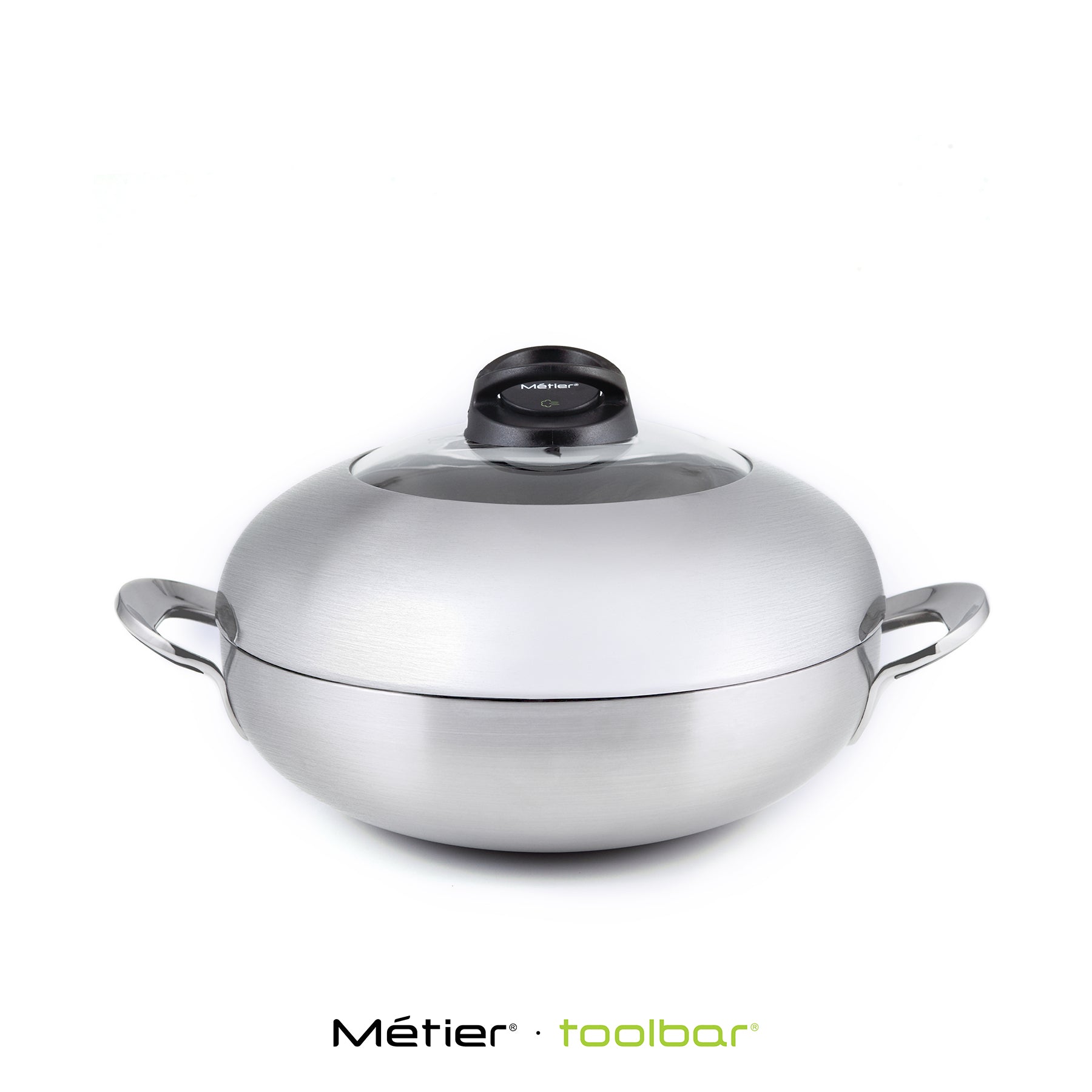 DOME 33CM Tri-ply Stainless steel wok with adjustible vent lid