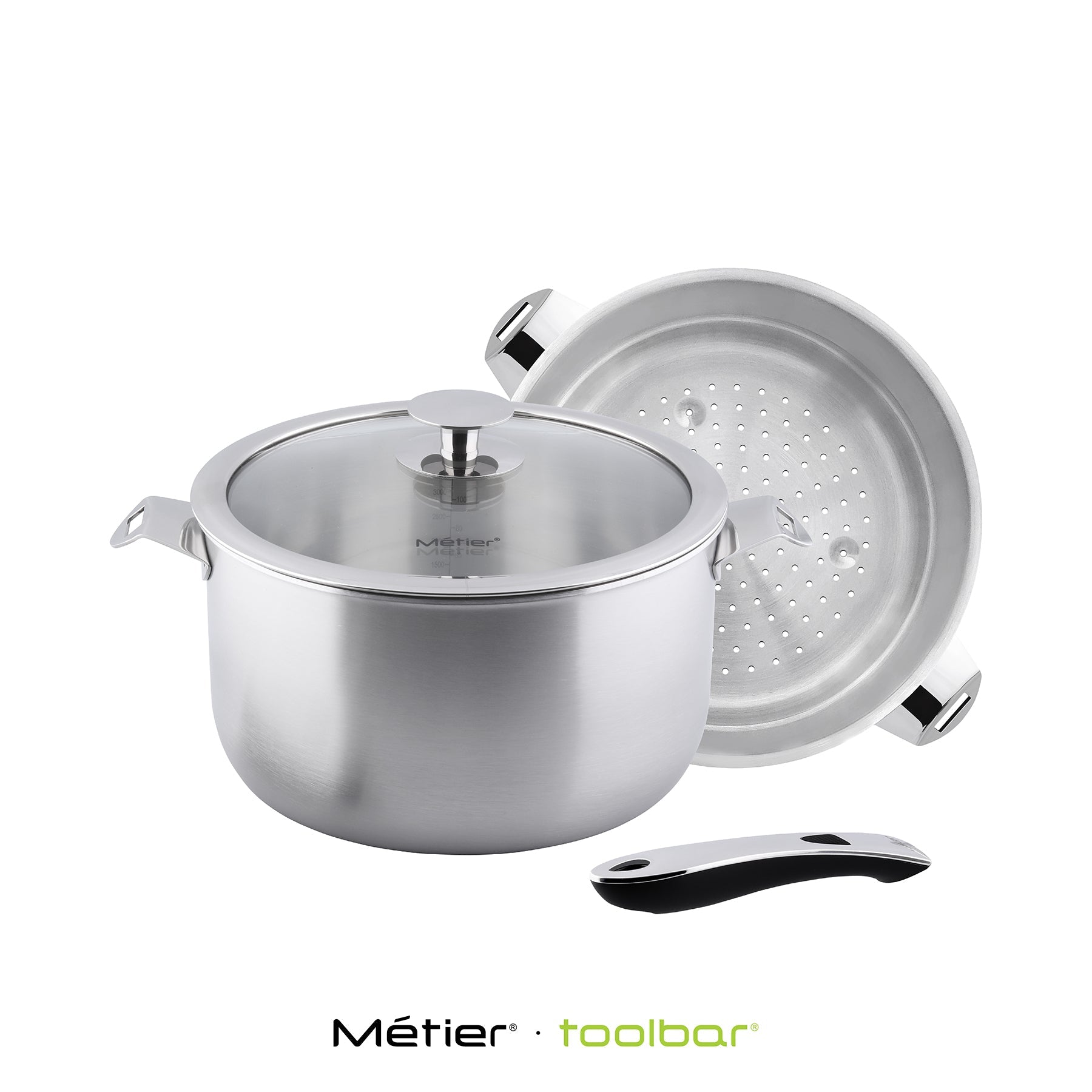 ON~&~OFF 22CM CASSEROLE with STEAMER INSERT Patented Detachable Handle