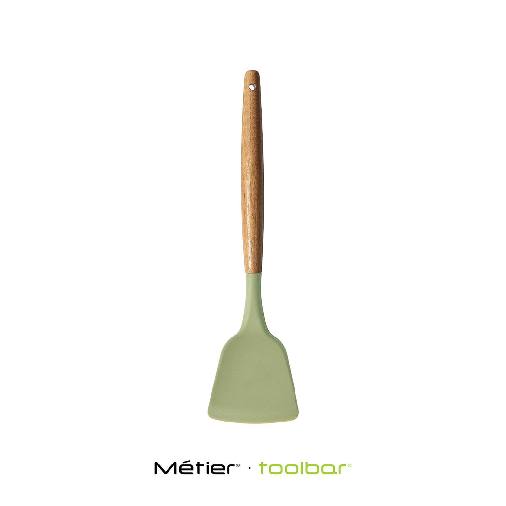 SILICONE SOLID TURNER with Wooden Handle