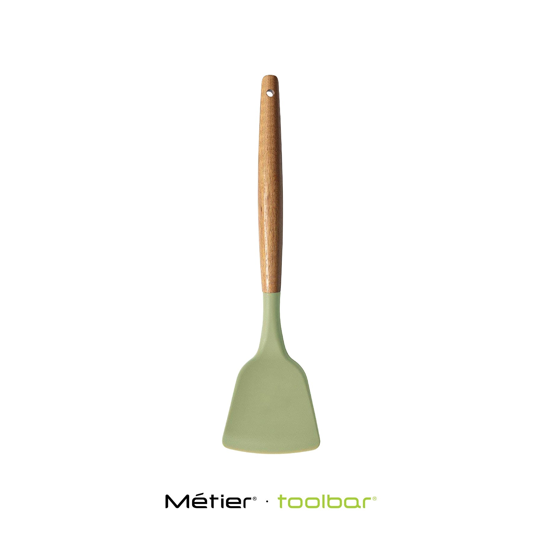 SILICONE SOLID TURNER with Wooden Handle