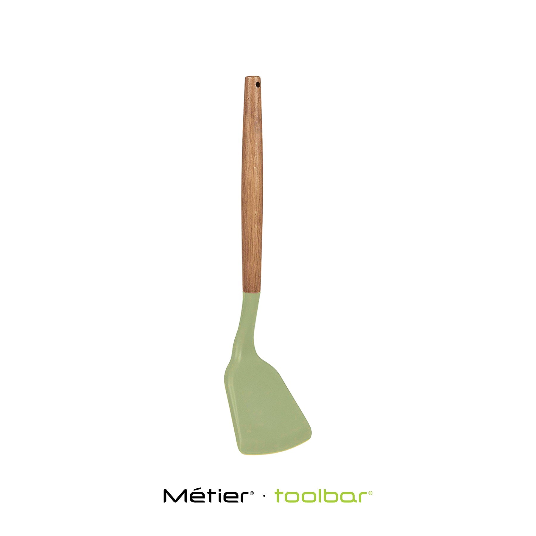 SILICONE SOLID TURNER with Wooden Handle
