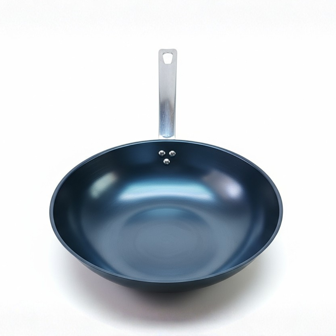 NITRI-BLACK™ - With Stainless Steel Handle Carbon Steel Wok - 33cm