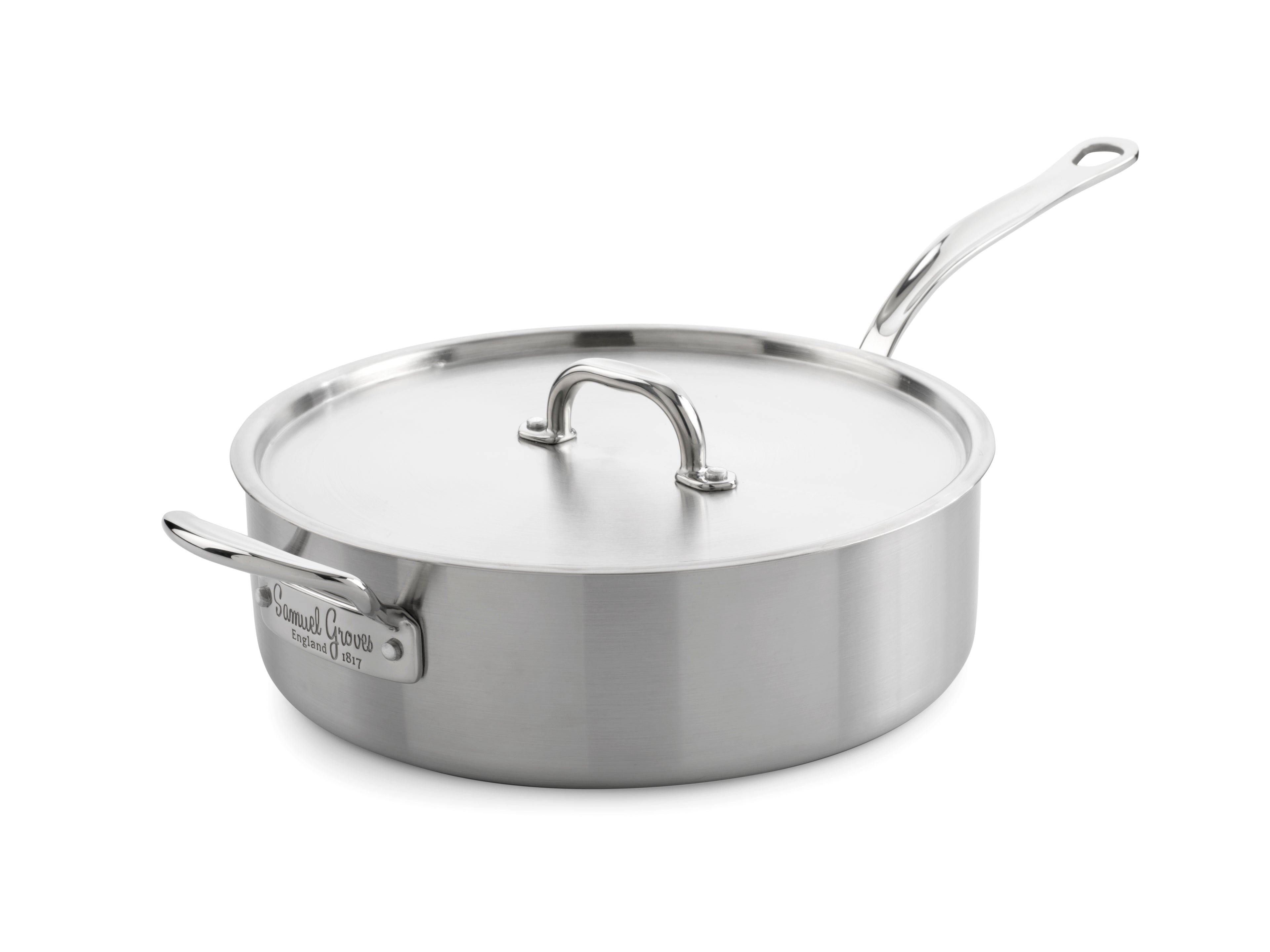 Samuel Groves Stainless Steel Triply Sauté Pan with Lid - 26cm