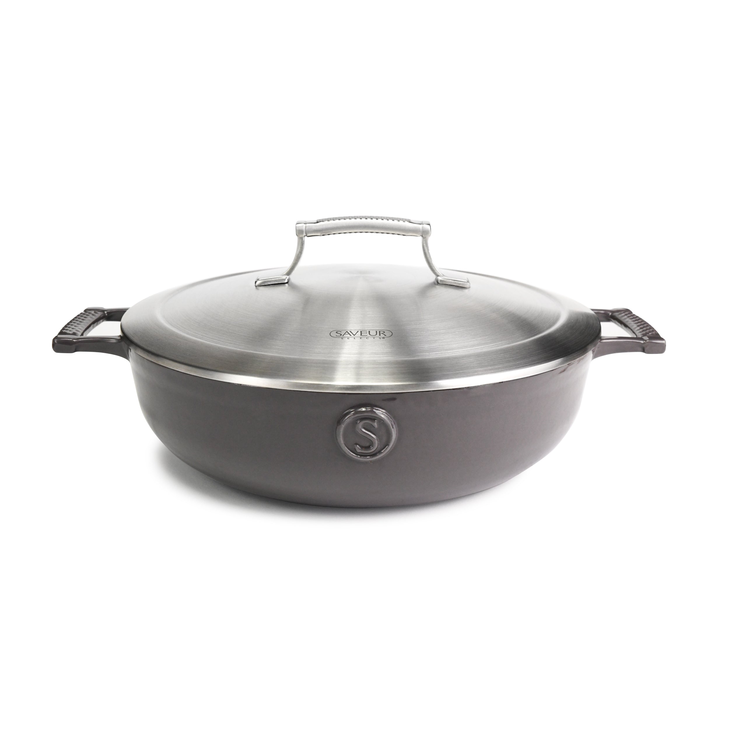 Saveur Selects Voyage Series Enamelled Cast Iron Braiser with Double Walled Insulating Lid - 30cm