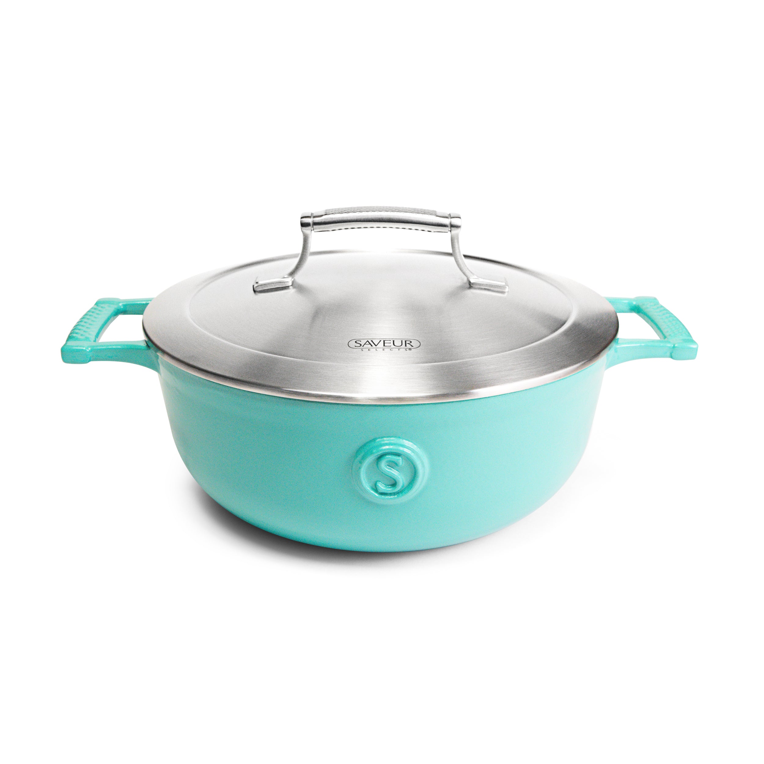 Saveur Selects Voyage Series Enamelled Cast Iron Saucier with Double Walled Insulating Lid - 25cm