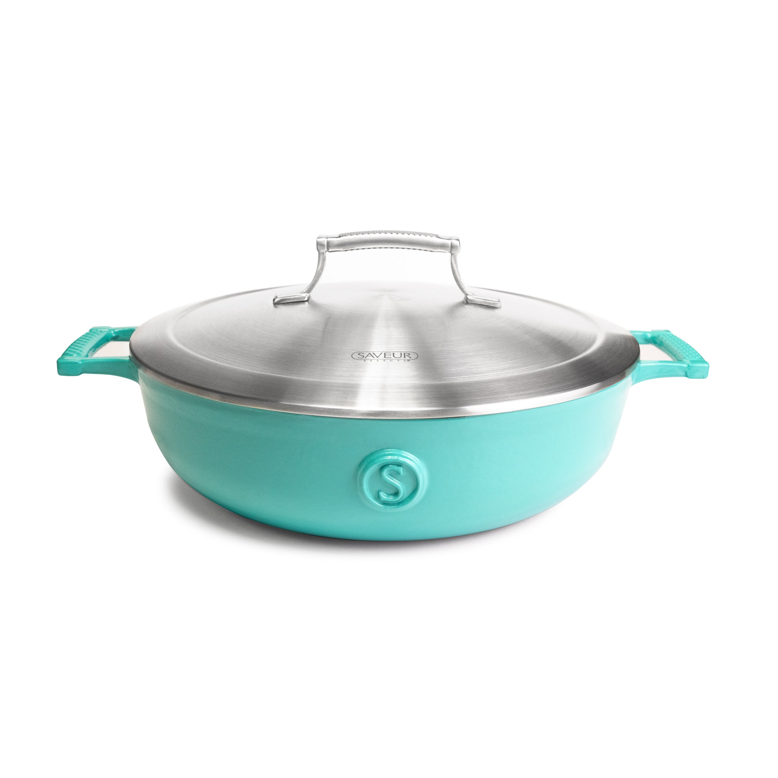 Saveur Selects Voyage Series Enamelled Cast Iron Braiser with Double Walled Insulating Lid - 30cm