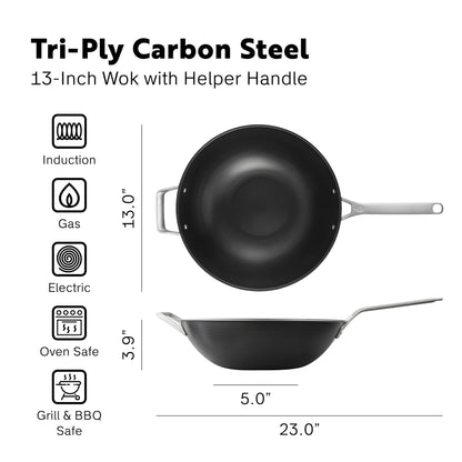 Procasa Pre-seasoned Tri-ply Carbon Steel WOK 35cm - PRE-ORDER
