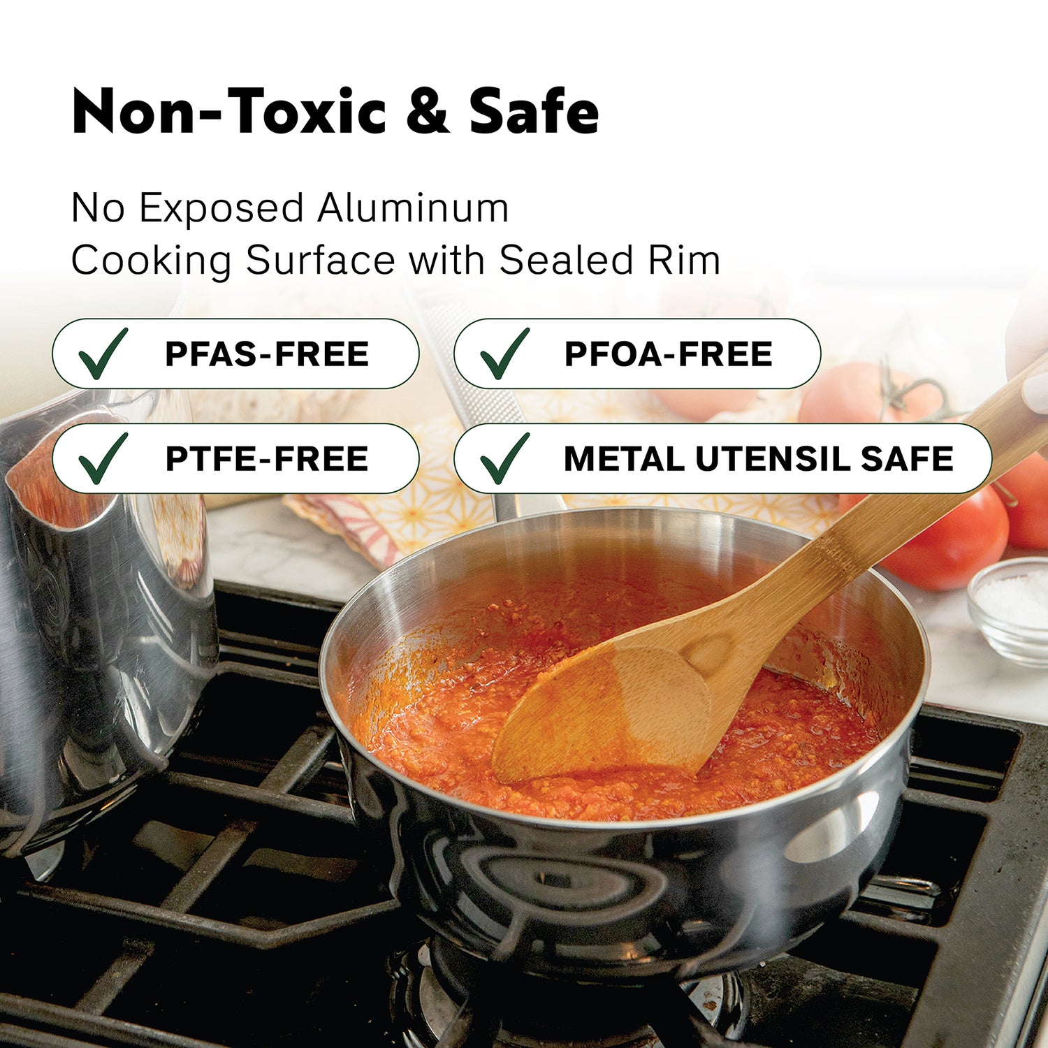PROCASA Tri-Ply Stainless Steel 2-quart Chef Pan Sauce Pan with Glass lid
