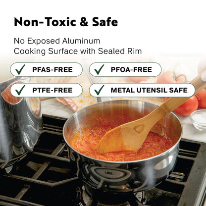 PROCASA Tri-Ply Stainless Steel 2-quart Chef Pan Sauce Pan with Glass lid