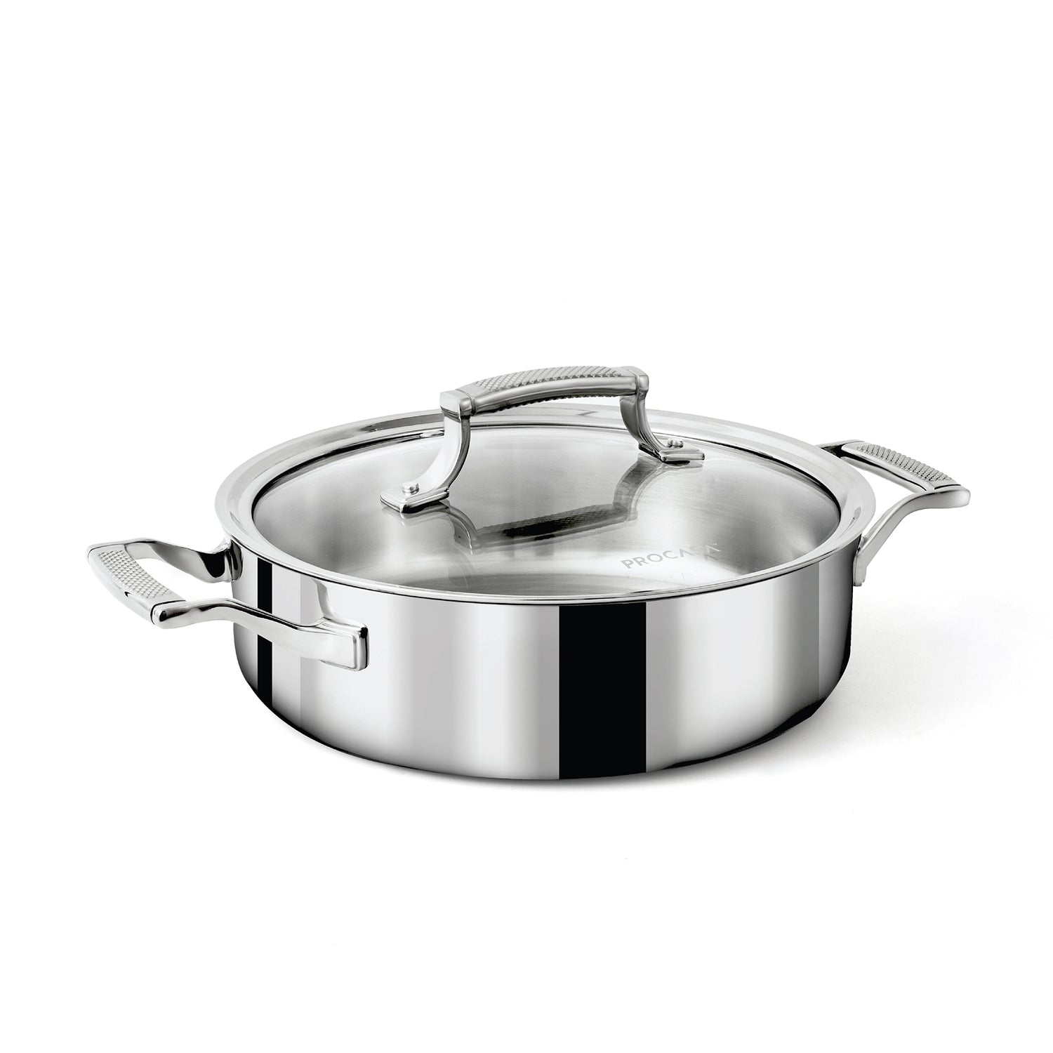 PROCASA Tri-Ply Stainless Steel 3-quart Sauté Pan with Glass lid