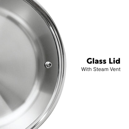 PROCASA Tri-Ply Stainless Steel 3-quart Sauté Pan with Glass lid