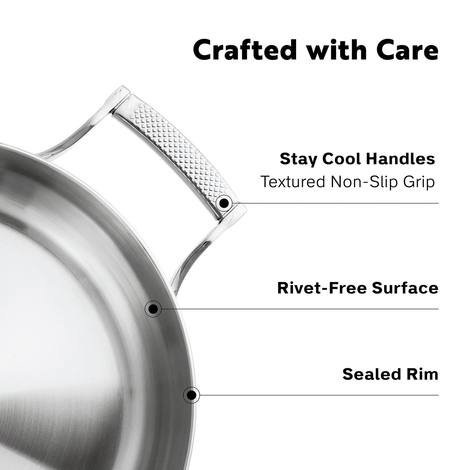 PROCASA Tri-Ply Stainless Steel 3-quart Sauté Pan with Glass lid