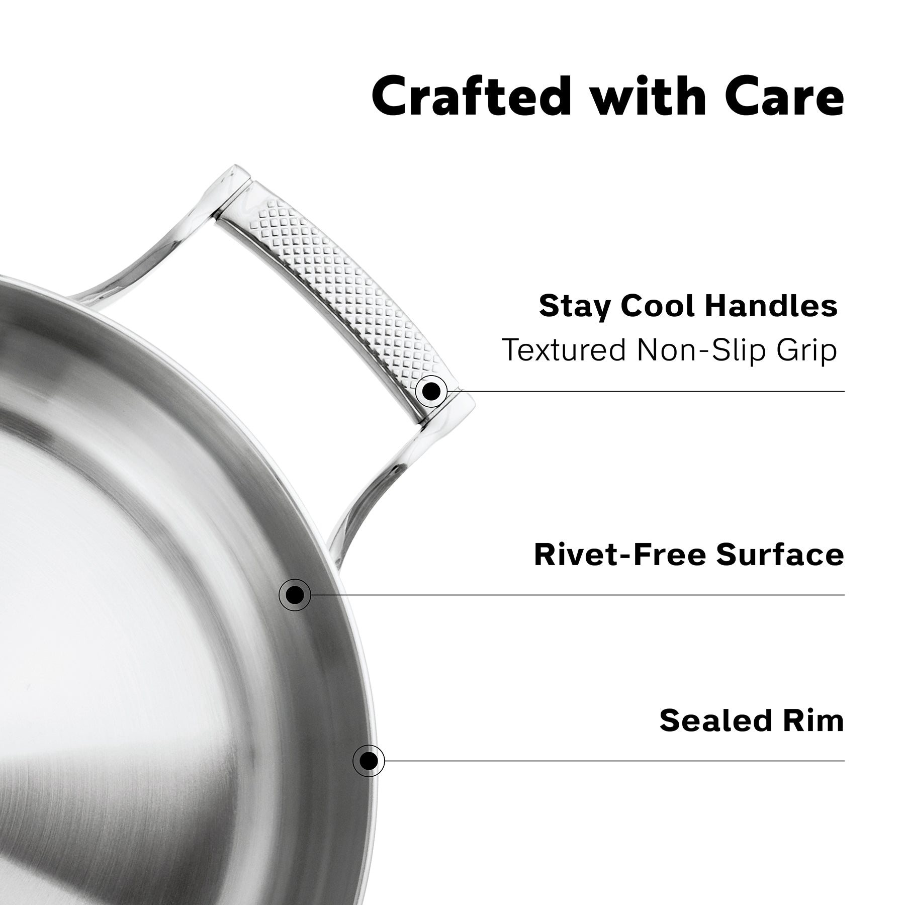 PROCASA Tri-Ply Stainless Steel 3-quart Sauté Pan with Glass lid