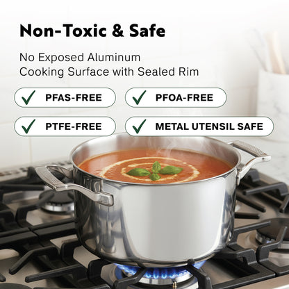 PROCASA Tri-Ply Stainless Steel  4-quart Casserole with Glass lid