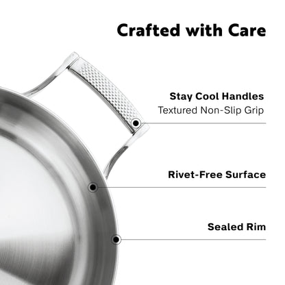 PROCASA Tri-Ply Stainless Steel  4-quart Casserole with Glass lid