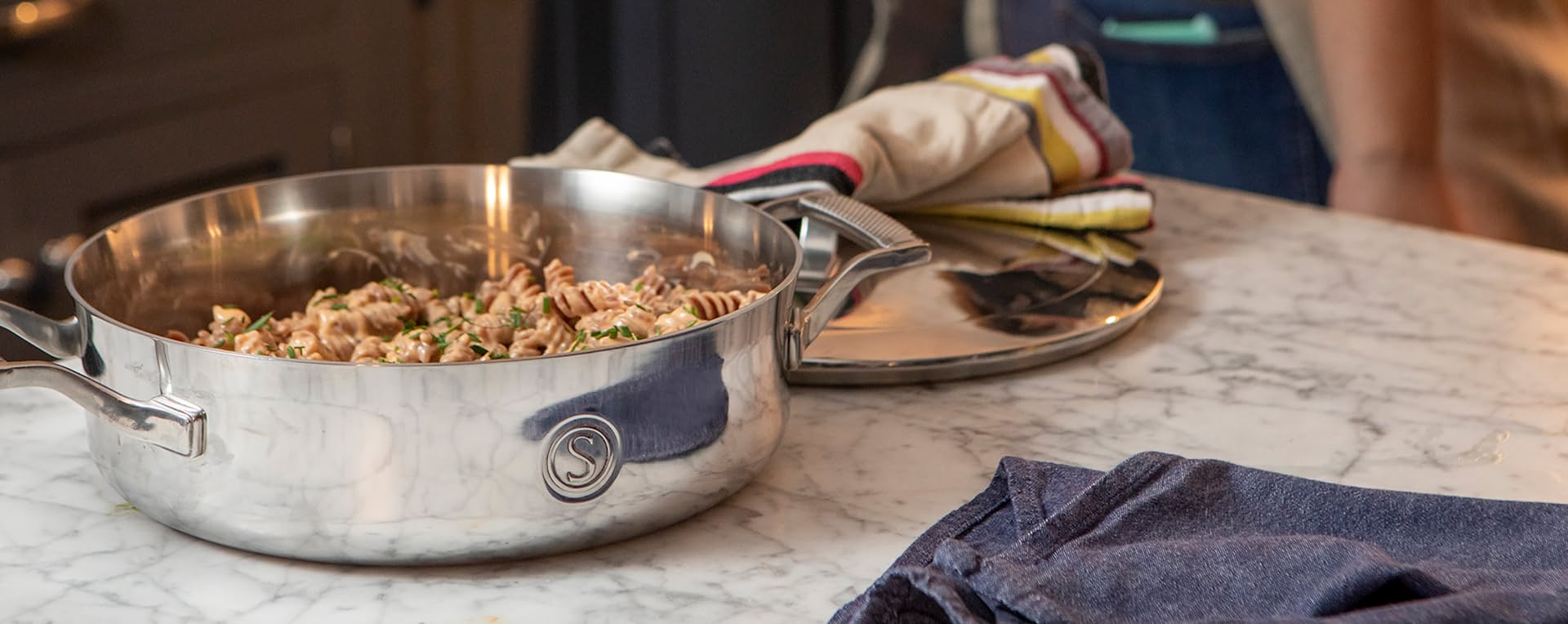 SAVEUR Selects Voyage Series Tri-Ply Stainless Steel Sauteuse with insulating Lid -  2 Sizes