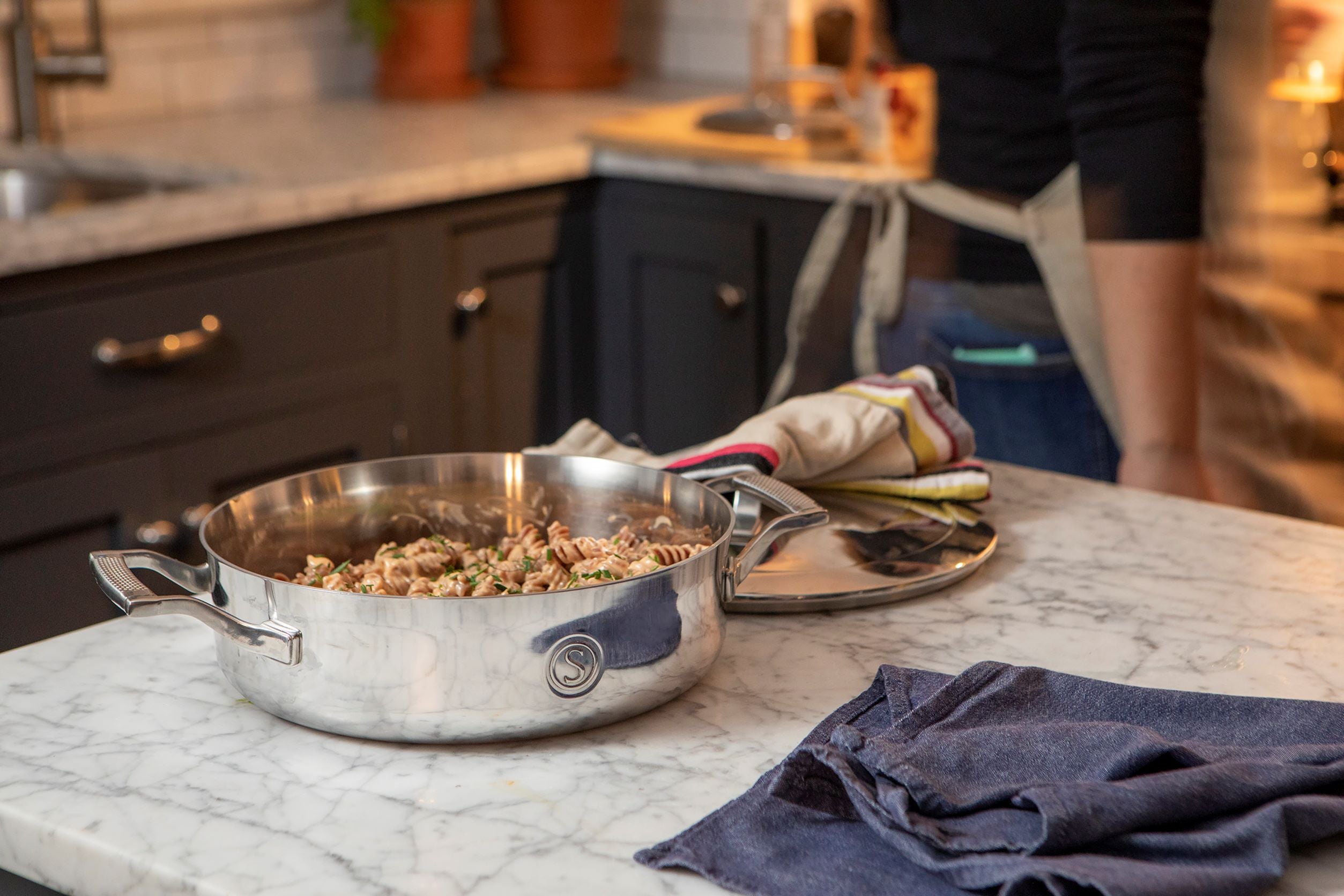 SAVEUR Selects Voyage Series Tri-Ply Stainless Steel Sauteuse with insulating Lid -  2 Sizes