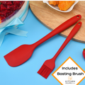6 Piece Silicone Spatula & Baking Tool Set - (In Cherry Red or Black)